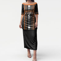 Personalised Vaitele Samoa Puletasi Samoan Tribal Pattern LT05 Long Dress Orange - Polynesian Pride