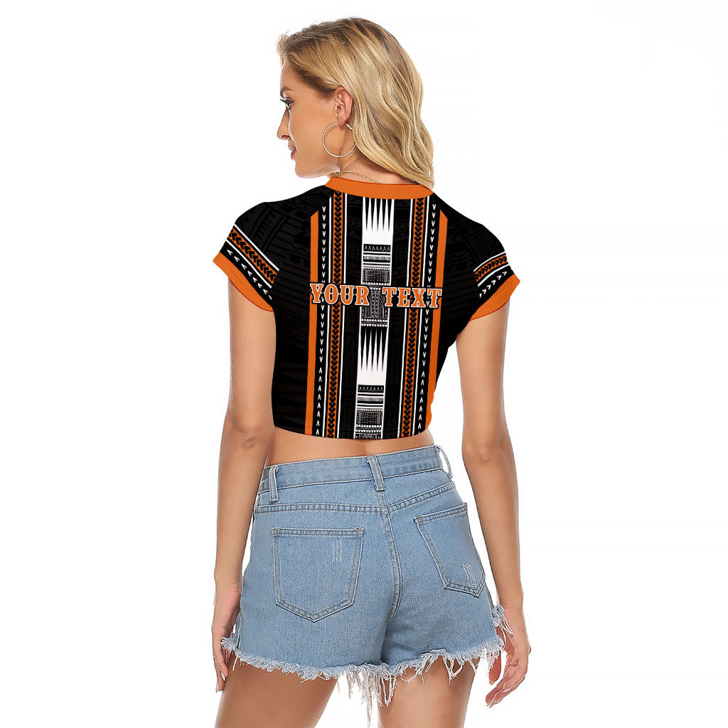Personalised Vaitele Samoa Raglan Cropped T Shirt Samoan Tribal Pattern LT05 - Polynesian Pride