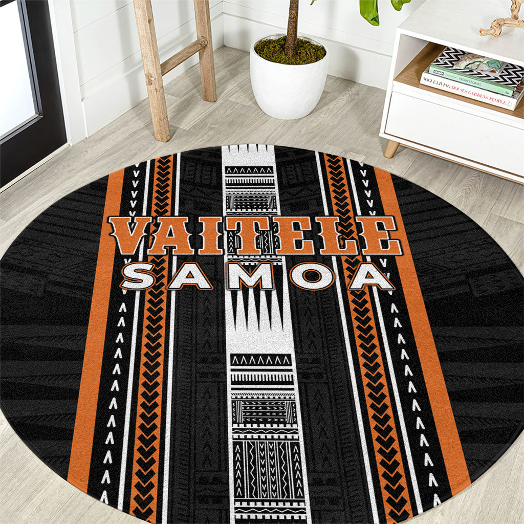 Vaitele Samoa Round Carpet Samoan Tribal Pattern LT05 Orange - Polynesian Pride