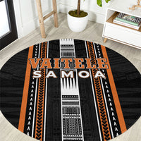 Vaitele Samoa Round Carpet Samoan Tribal Pattern LT05 Orange - Polynesian Pride