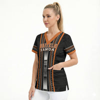 Personalised Vaitele Samoa Scrub Top Samoan Tribal Pattern