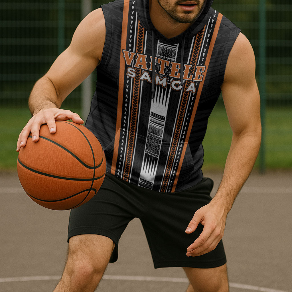 Personalised Vaitele Samoa Sleeveless Hoodie Samoan Tribal Pattern LT05 - Polynesian Pride
