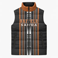 Personalised Vaitele Samoa Sleeveless Puffer Jacket Samoan Tribal Pattern LT05 Unisex Orange - Polynesian Pride