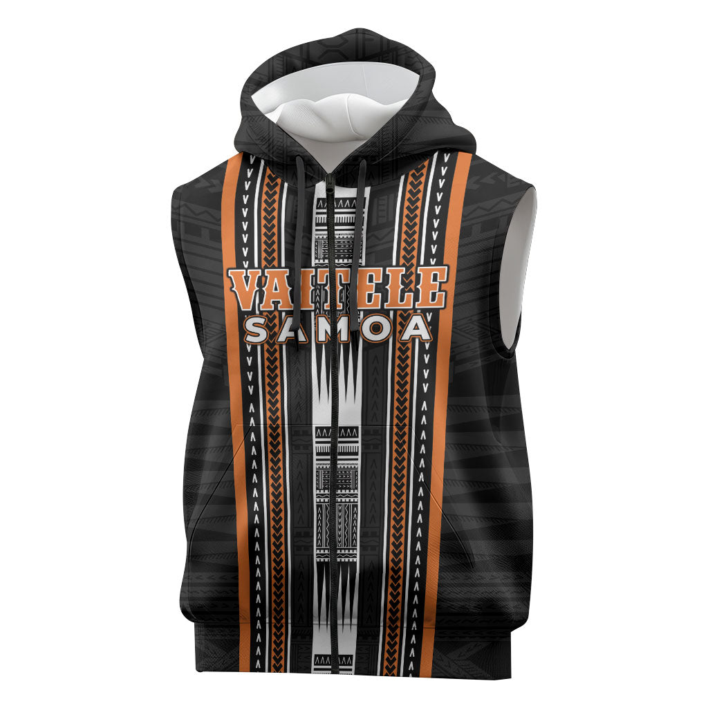 Personalised Vaitele Samoa Sleeveless Zip Hoodie Samoan Tribal Pattern LT05 Orange - Polynesian Pride