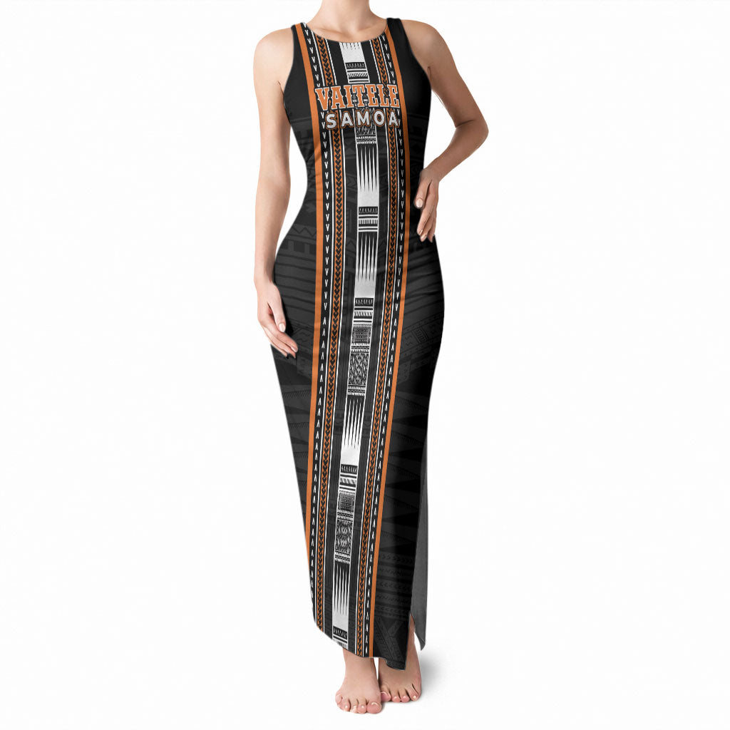 Personalised Vaitele Samoa Tank Maxi Dress Samoan Tribal Pattern LT05 Women Orange - Polynesian Pride