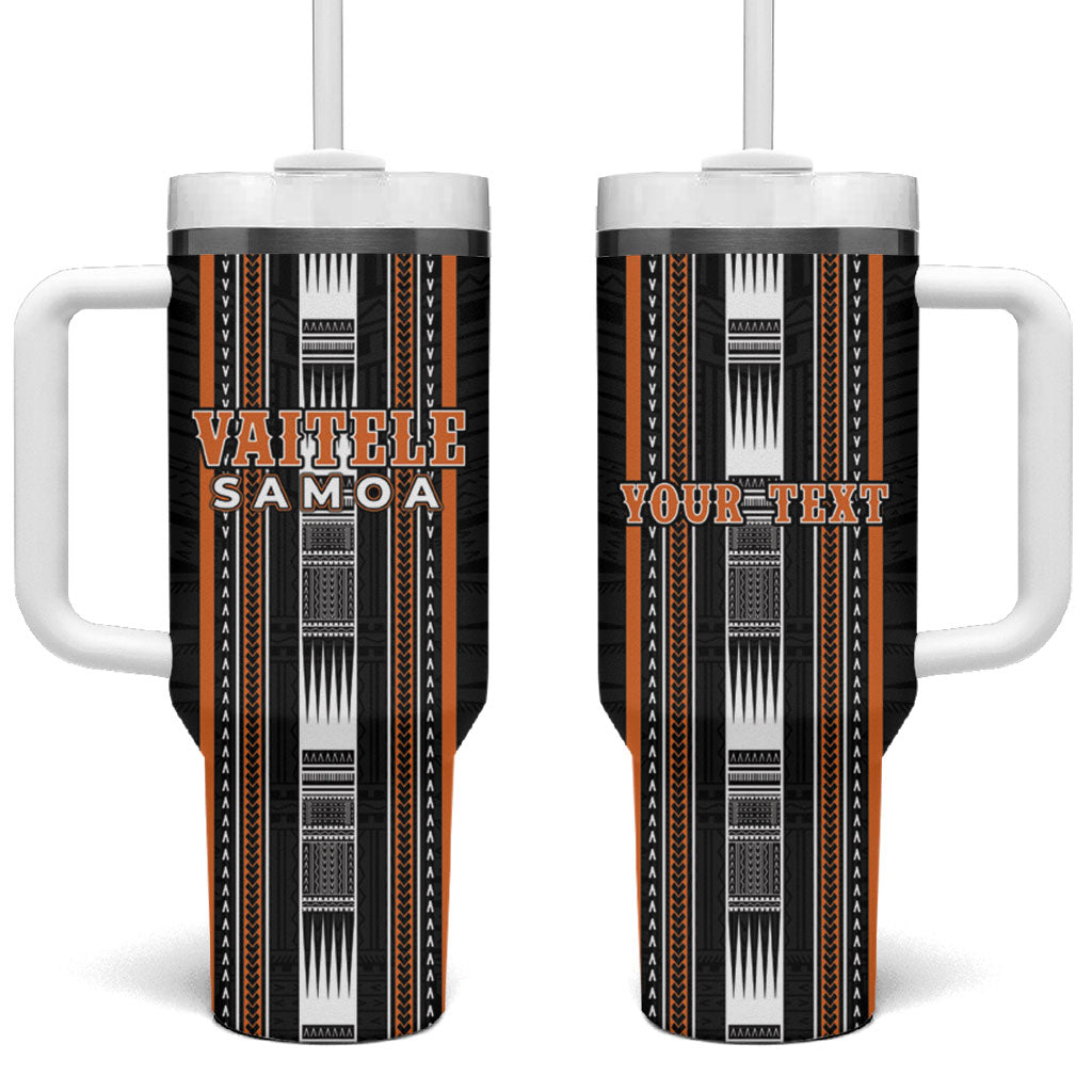 Personalised Vaitele Samoa Tumbler With Handle Samoan Tribal Pattern