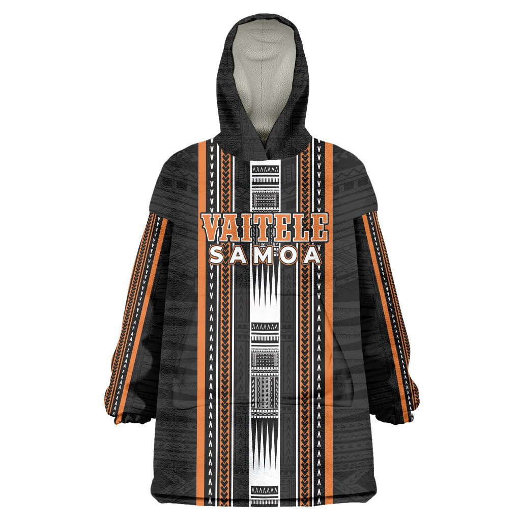 Personalised Vaitele Samoa Wearable Blanket Hoodie Samoan Tribal Pattern LT05 One Size Orange - Polynesian Pride