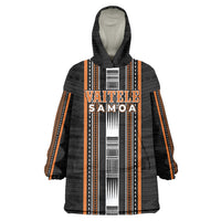 Personalised Vaitele Samoa Wearable Blanket Hoodie Samoan Tribal Pattern LT05 One Size Orange - Polynesian Pride