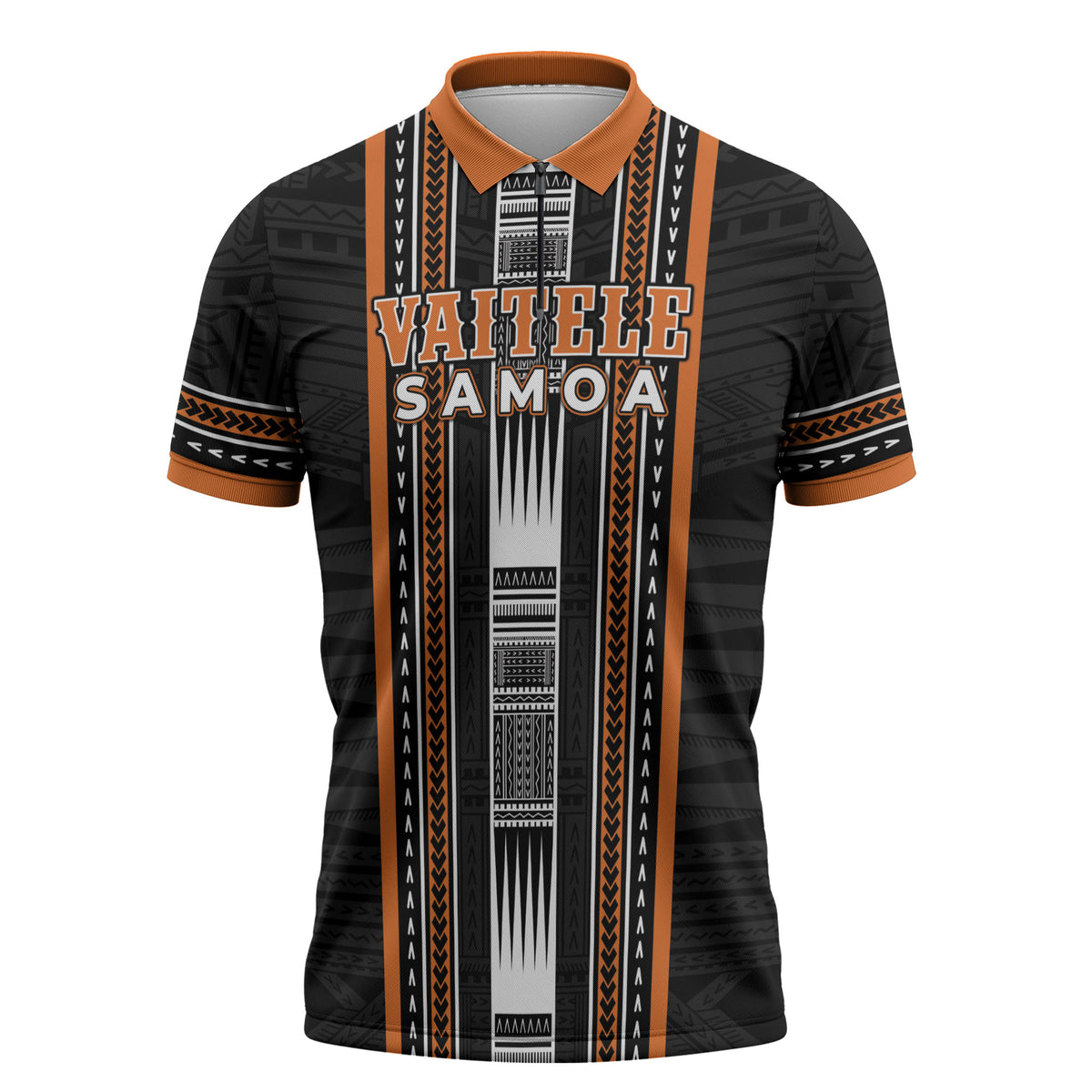 Personalised Vaitele Samoa Zipper Polo Shirt Samoan Tribal Pattern