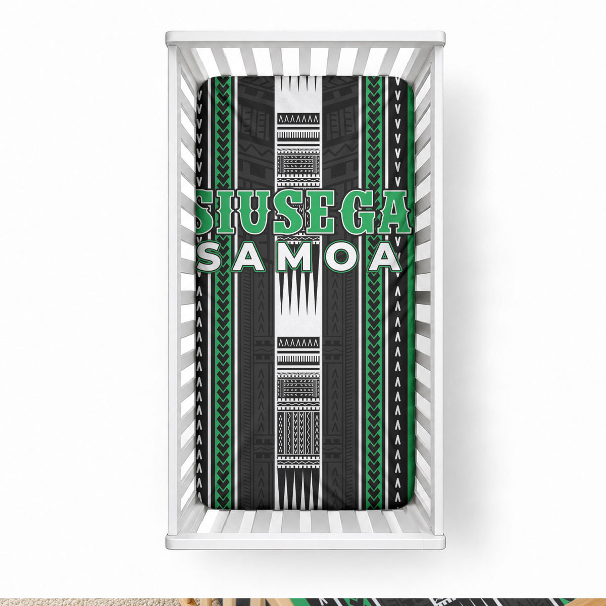 Siusega Samoa Baby Bed Cover Samoan Tribal Pattern LT05 28 × 52 in Green - Polynesian Pride