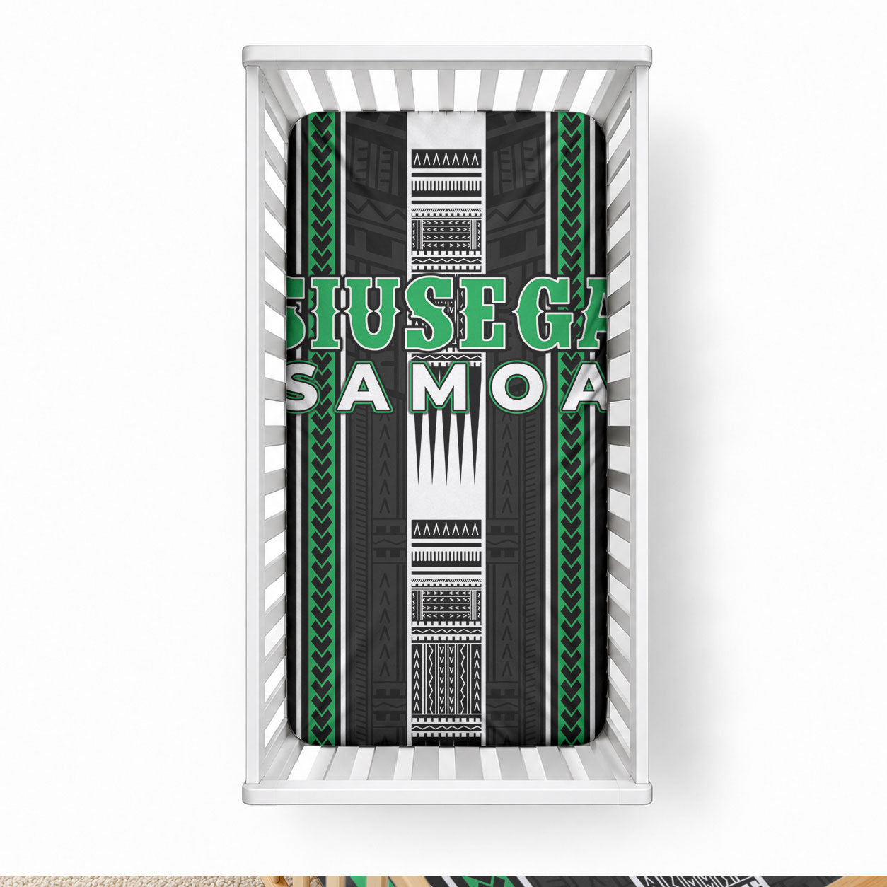 Siusega Samoa Baby Bed Cover Samoan Tribal Pattern LT05 28 × 52 in Green - Polynesian Pride