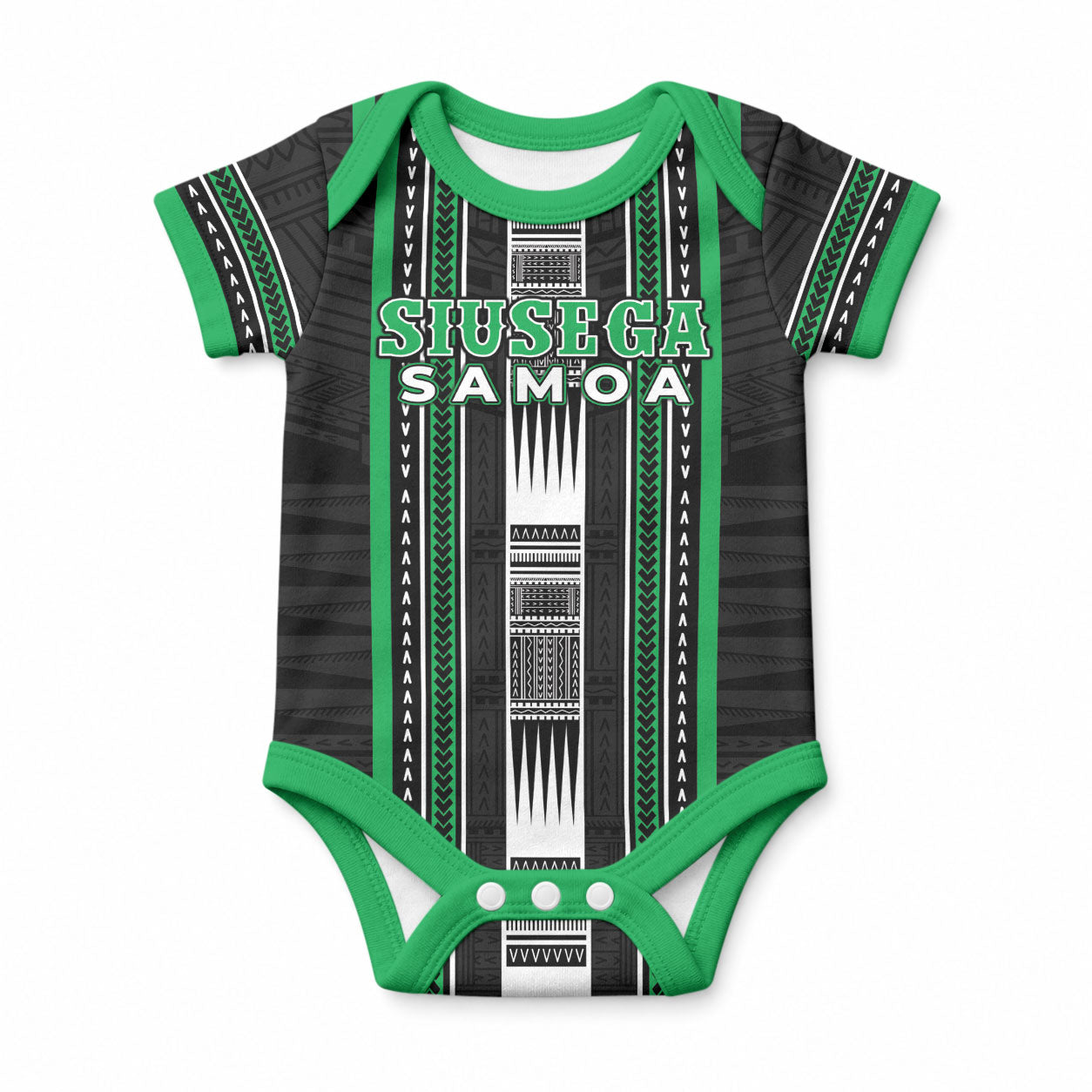 Personalised Siusega Samoa Baby Onesie Samoan Tribal Pattern LT05 Green - Polynesian Pride