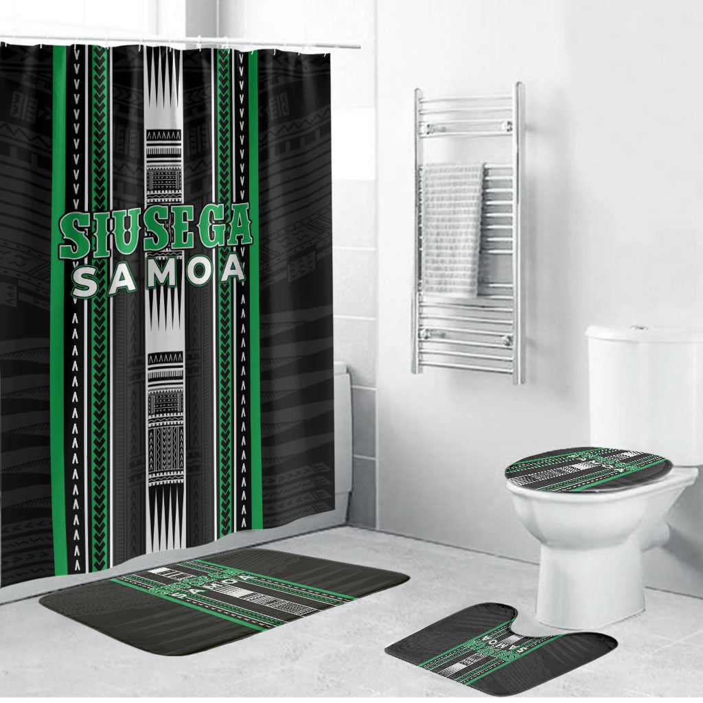 Siusega Samoa Bathroom Set Samoan Tribal Pattern LT05 Bathroom Set (4 pcs) Green - Polynesian Pride