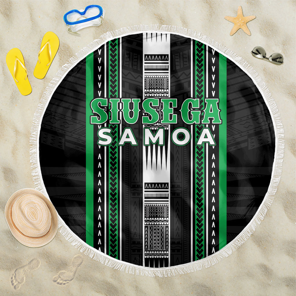 Siusega Samoa Beach Blanket Samoan Tribal Pattern LT05 One Size 150cm Green - Polynesian Pride