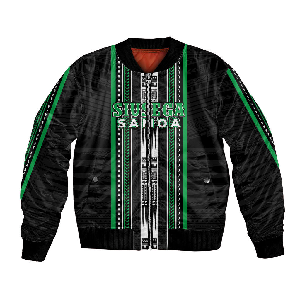 Personalised Siusega Samoa Bomber Jacket Samoan Tribal Pattern LT05 Unisex Green - Polynesian Pride
