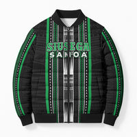 Personalised Siusega Samoa Bomber Puffer Jacket Samoan Tribal Pattern LT05 Unisex Green - Polynesian Pride