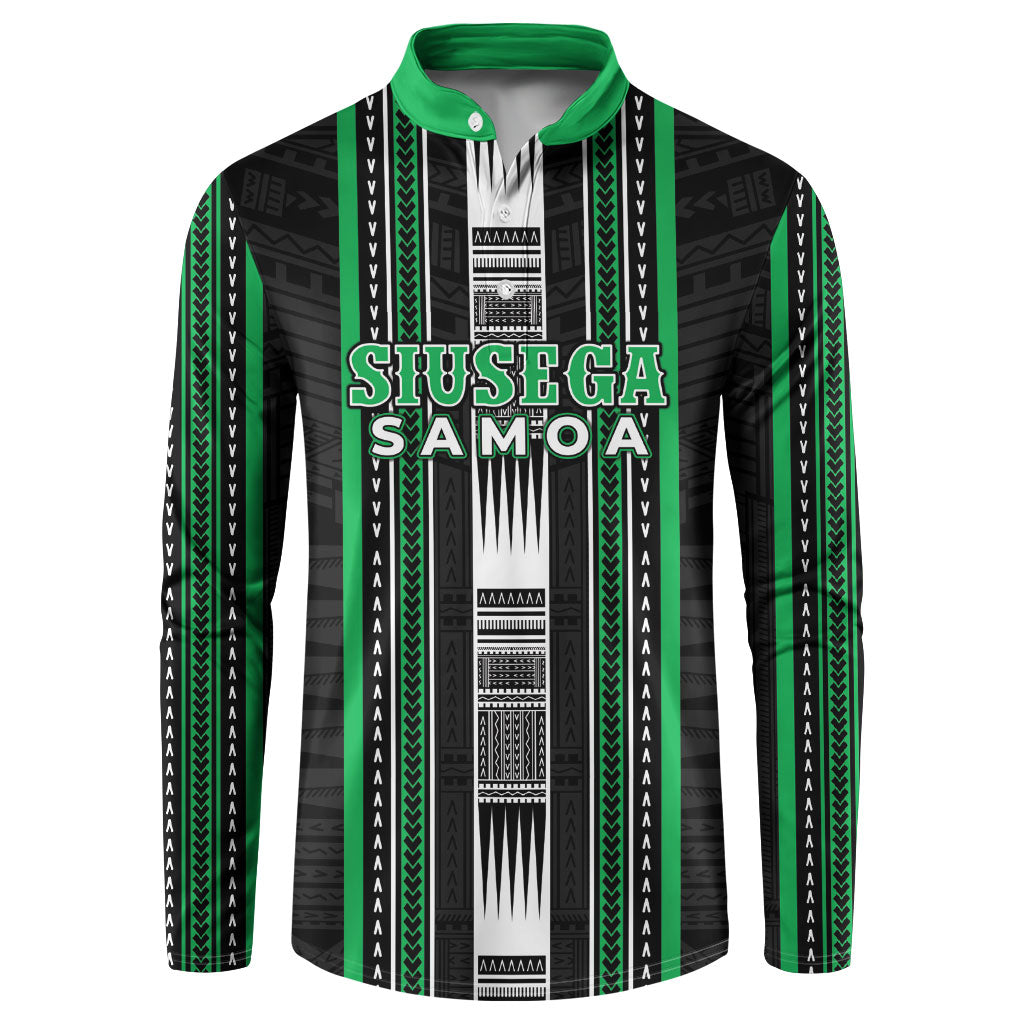 Personalised Siusega Samoa Button Sweatshirt Samoan Tribal Pattern LT05 Green - Polynesian Pride