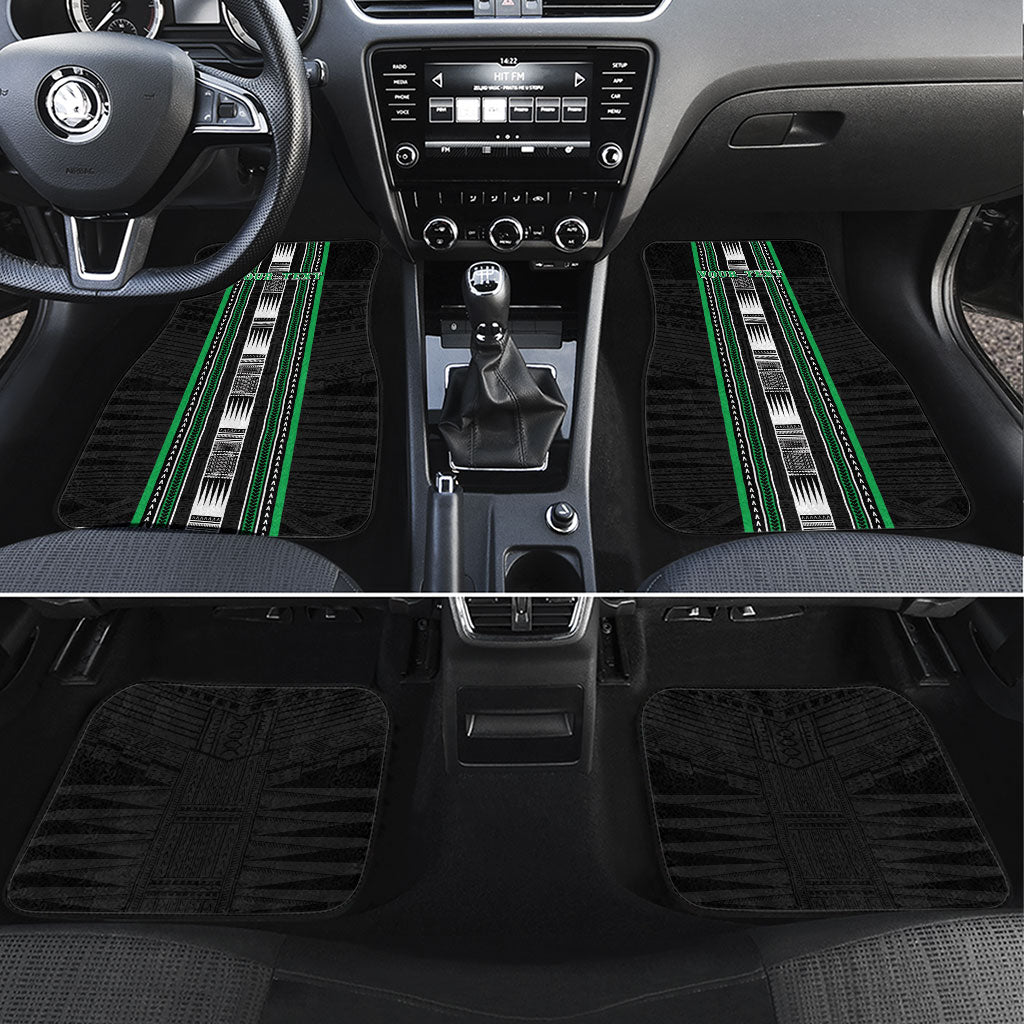 Personalised Siusega Samoa Car Mats Samoan Tribal Pattern LT05 Set 4pcs Green - Polynesian Pride