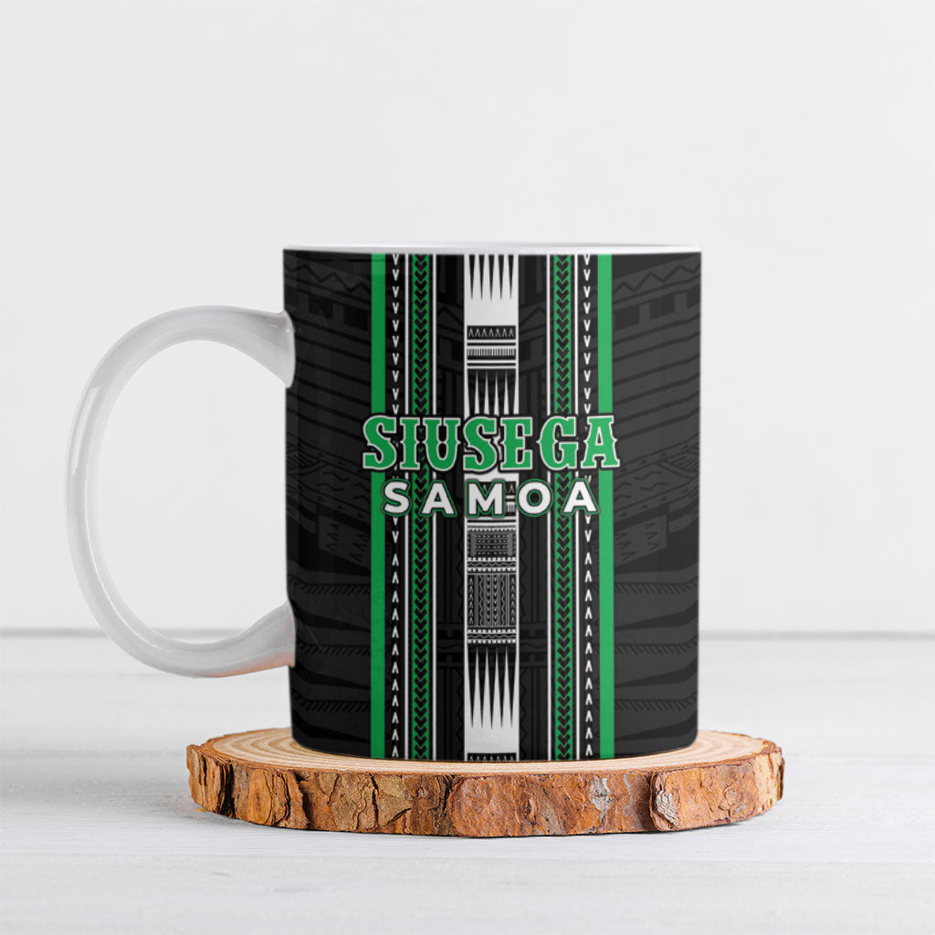 Personalised Siusega Samoa Ceramic Mug Samoan Tribal Pattern LT05 Green - Polynesian Pride