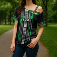 Personalised Siusega Samoa Cross Shoulder Shirt Samoan Tribal Pattern
