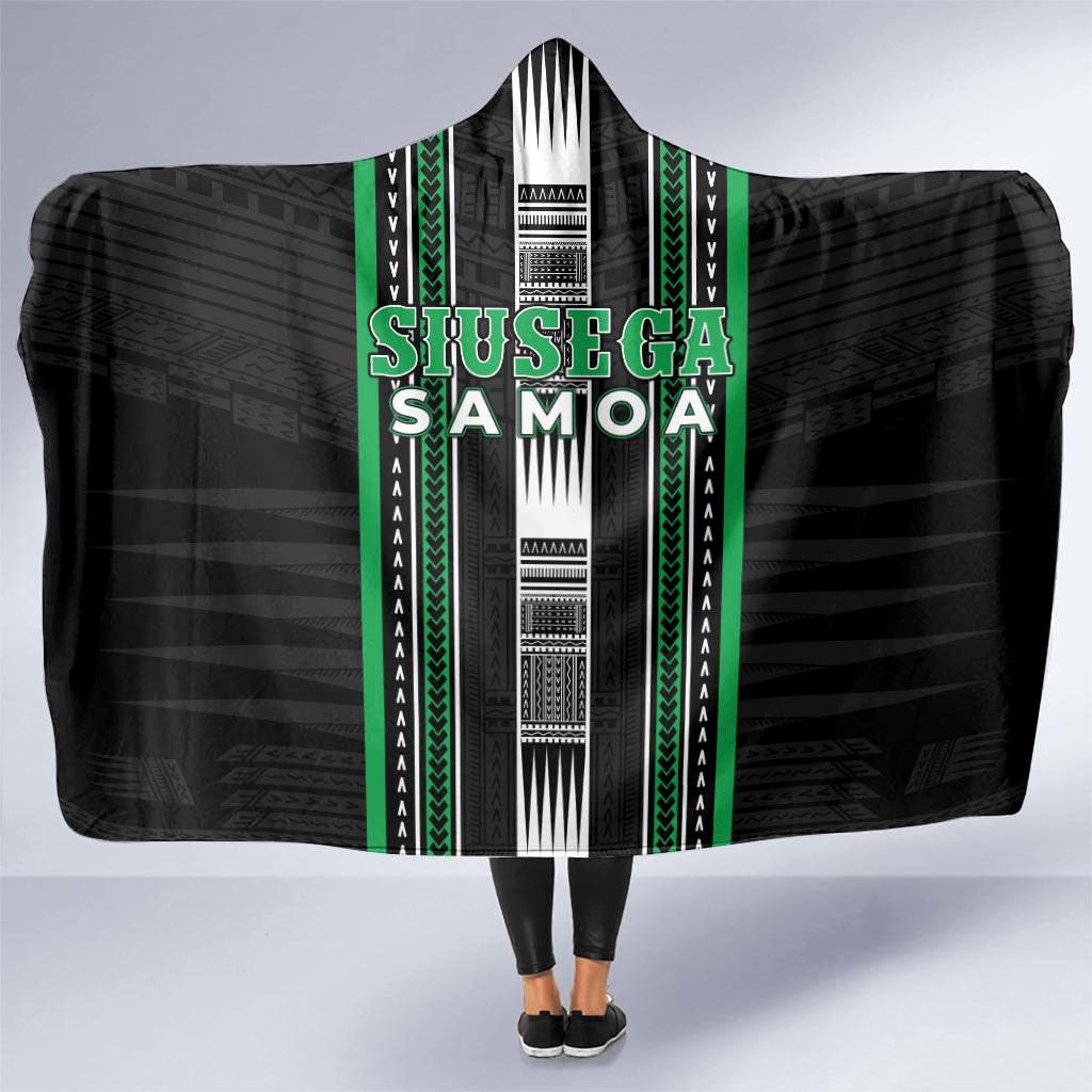 Siusega Samoa Hooded Blanket Samoan Tribal Pattern LT05 One Size Green - Polynesian Pride
