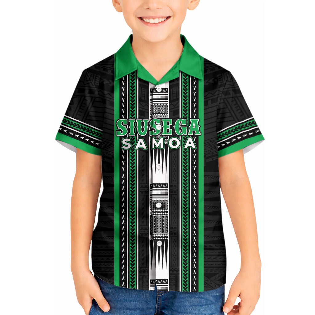 Personalised Siusega Samoa Kid Hawaiian Shirt Samoan Tribal Pattern LT05 Kid Green - Polynesian Pride