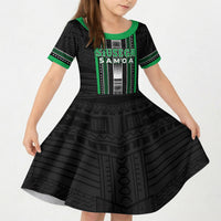 Personalised Siusega Samoa Kid Short Sleeve Dress Samoan Tribal Pattern LT05 KID Green - Polynesian Pride