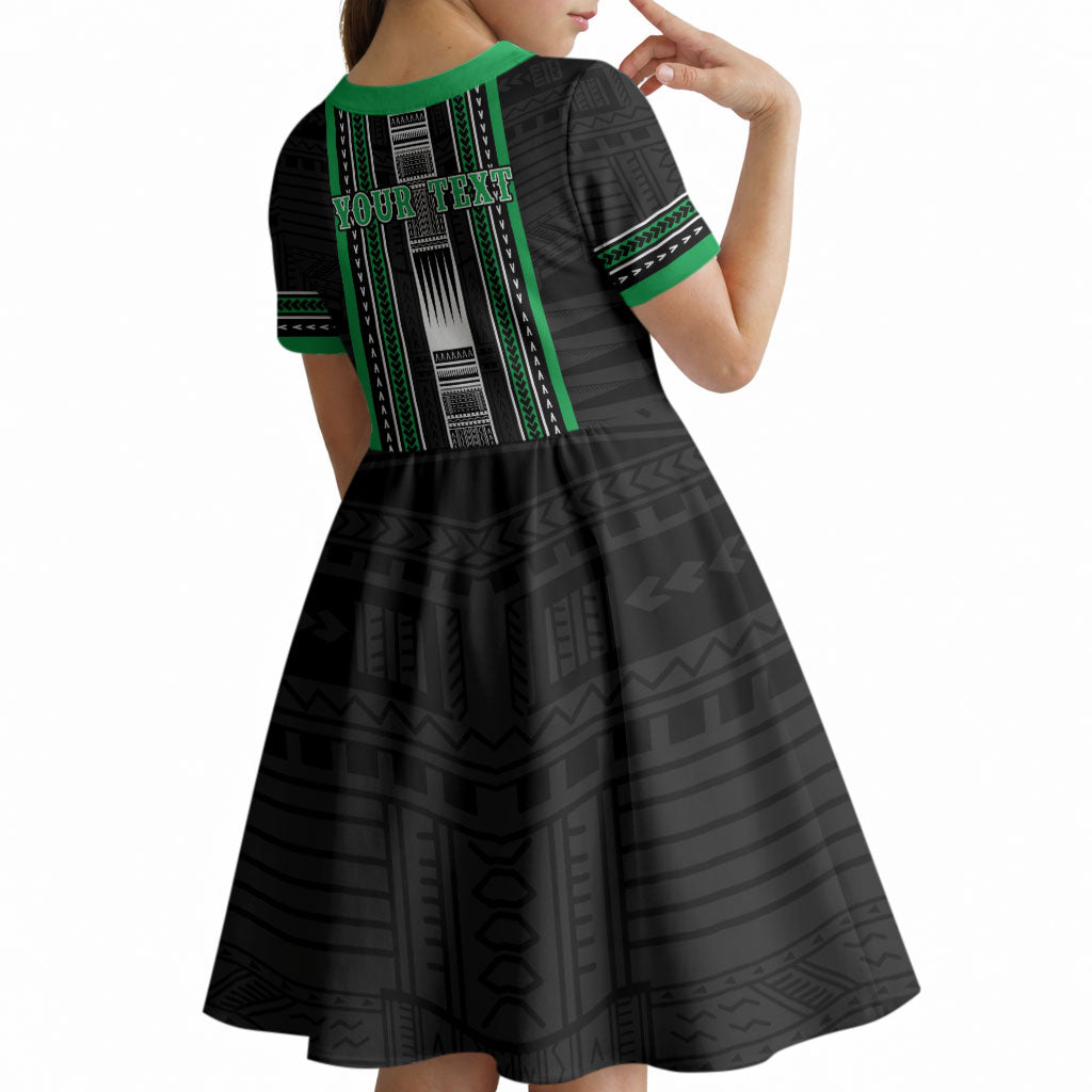 Personalised Siusega Samoa Kid Short Sleeve Dress Samoan Tribal Pattern LT05 - Polynesian Pride