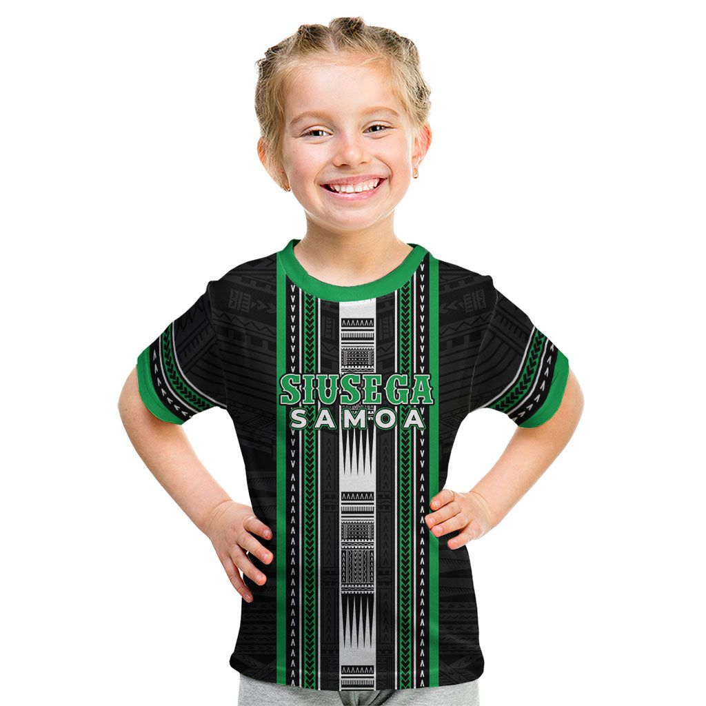 Personalised Siusega Samoa Kid T Shirt Samoan Tribal Pattern LT05 Green - Polynesian Pride