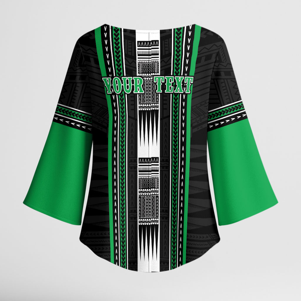 Personalised Siusega Samoa Kimono Sleeve Blouse Samoan Tribal Pattern