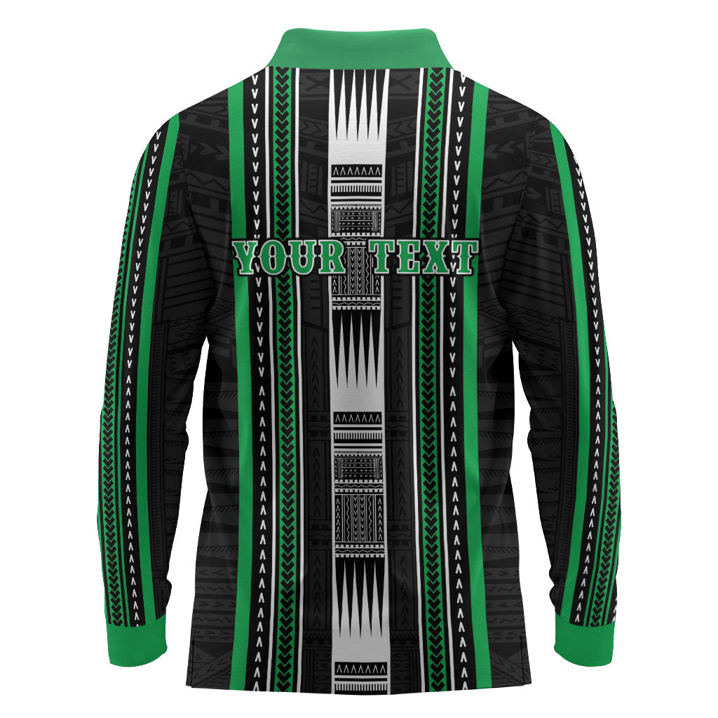 Personalised Siusega Samoa Long Sleeve Polo Shirt Samoan Tribal Pattern LT05 - Polynesian Pride
