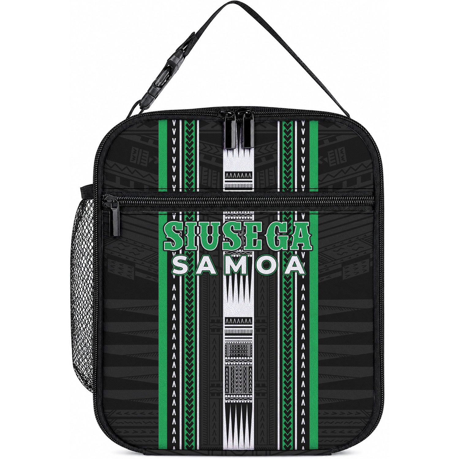 Siusega Samoa Lunch Bag Samoan Tribal Pattern LT05 10.2 × 8.3 × 4.3 inch Green - Polynesian Pride