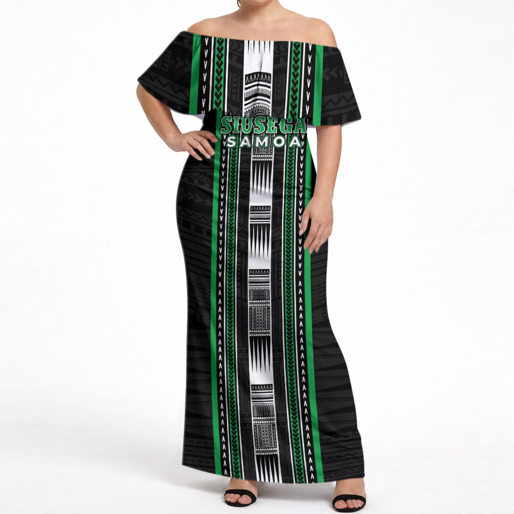 Personalised Siusega Samoa Off Shoulder Maxi Dress Samoan Tribal Pattern