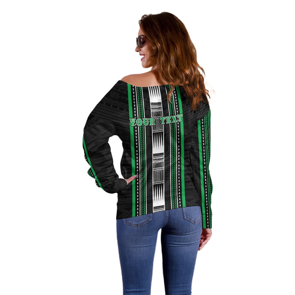 Personalised Siusega Samoa Off Shoulder Sweater Samoan Tribal Pattern LT05 - Polynesian Pride