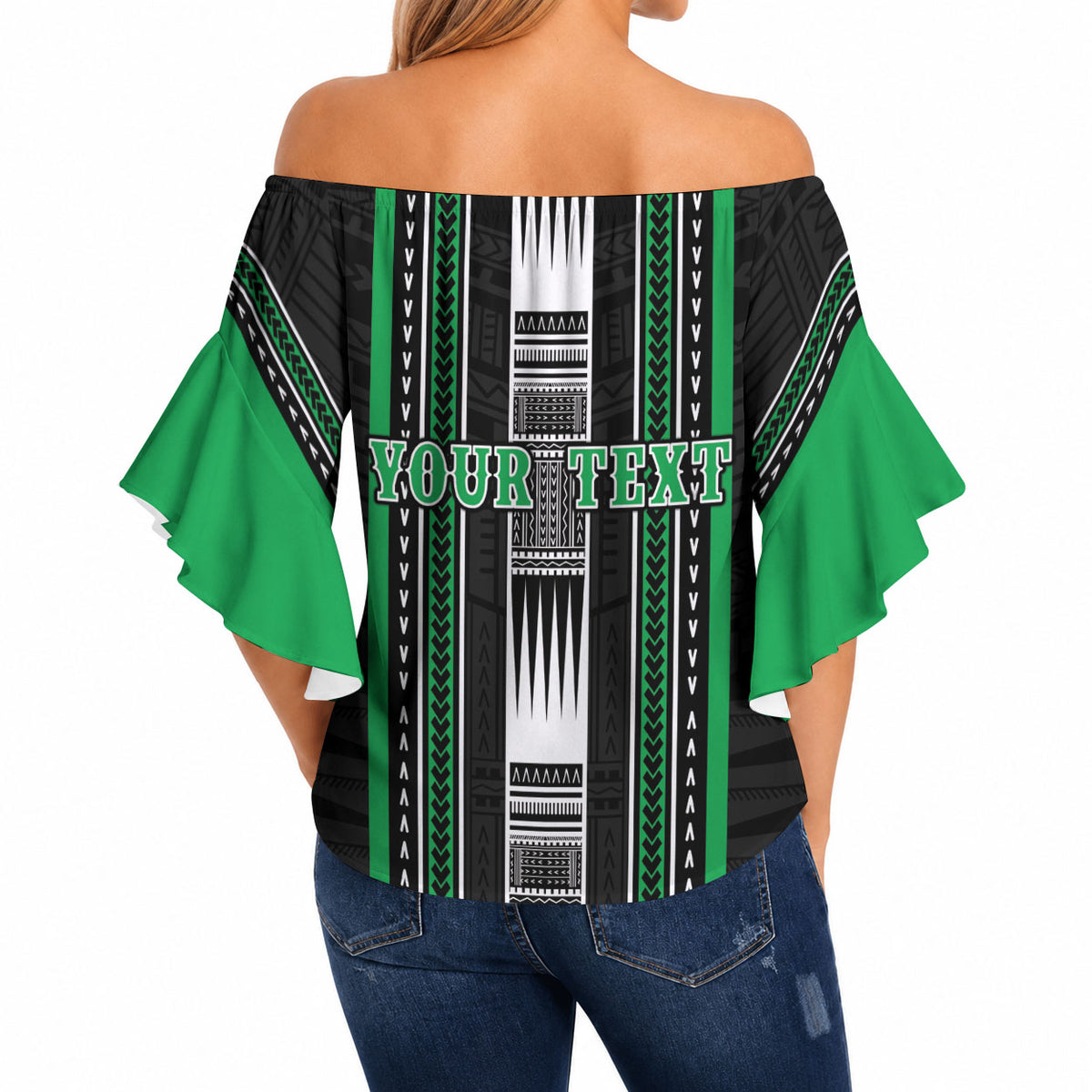 Personalised Siusega Samoa Off Shoulder Wrap Waist Top Samoan Tribal Pattern LT05 - Polynesian Pride