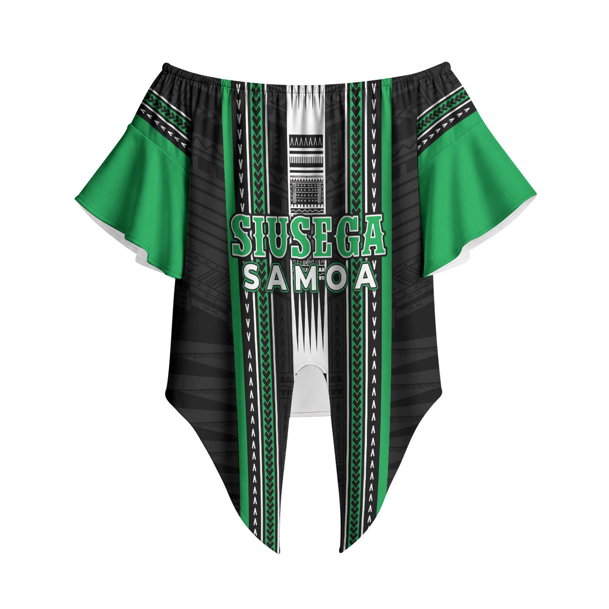 Personalised Siusega Samoa Off Shoulder Wrap Waist Top Samoan Tribal Pattern LT05 - Polynesian Pride