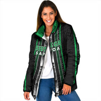 Personalised Siusega Samoa Padded Jacket Samoan Tribal Pattern LT05 Women Green - Polynesian Pride