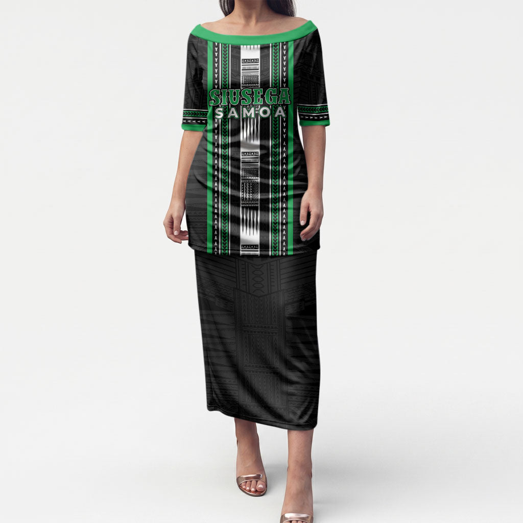 Personalised Siusega Samoa Puletasi Samoan Tribal Pattern LT05 Long Dress Green - Polynesian Pride