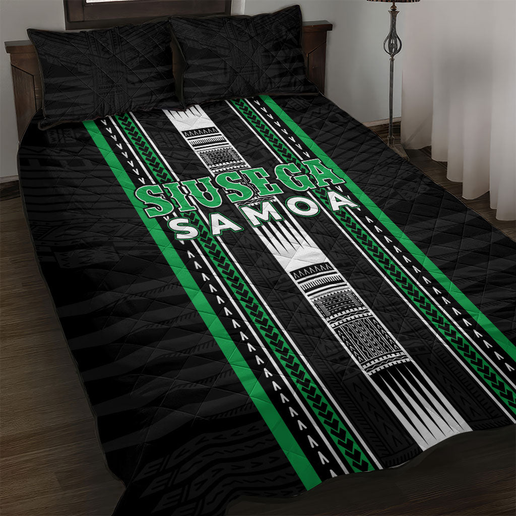 Siusega Samoa Quilt Bed Set Samoan Tribal Pattern LT05 Green - Polynesian Pride