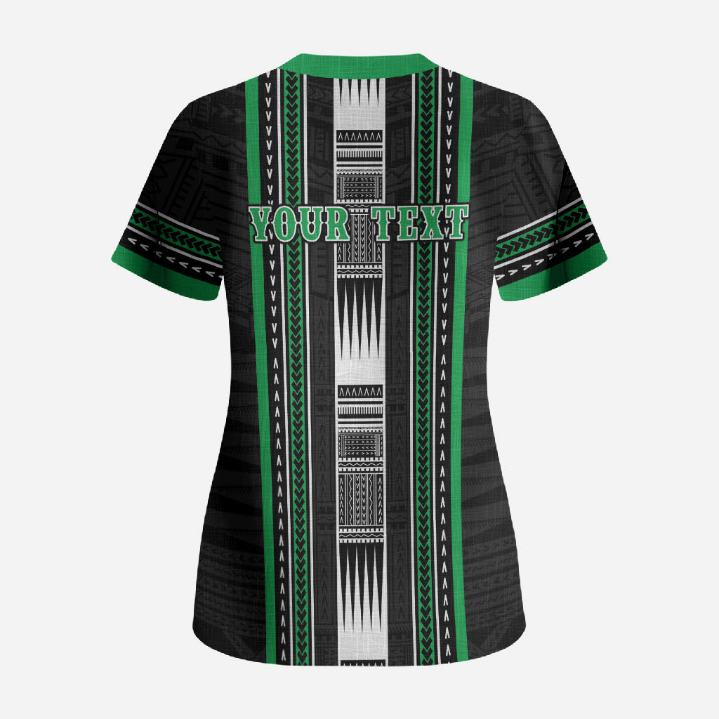 Personalised Siusega Samoa Scrub Top Samoan Tribal Pattern