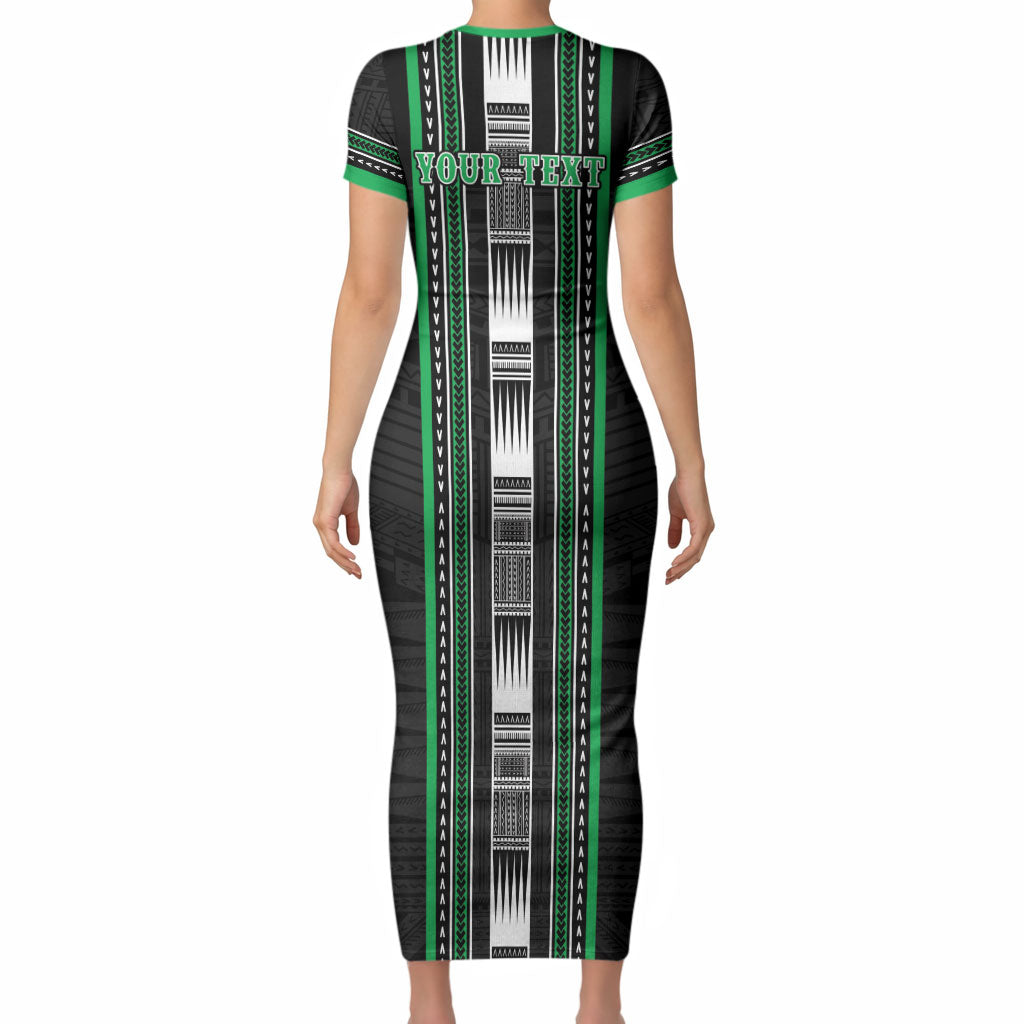 Personalised Siusega Samoa Short Sleeve Bodycon Dress Samoan Tribal Pattern LT05 - Polynesian Pride