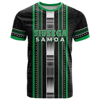 Personalised Siusega Samoa T Shirt Samoan Tribal Pattern LT05 Green - Polynesian Pride