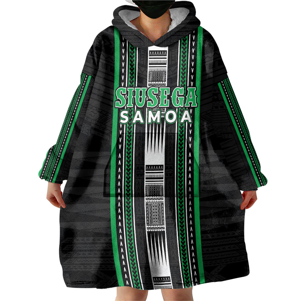 Personalised Siusega Samoa Wearable Blanket Hoodie Samoan Tribal Pattern