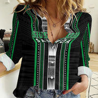 Personalised Siusega Samoa Women Casual Shirt Samoan Tribal Pattern LT05 Female Green - Polynesian Pride