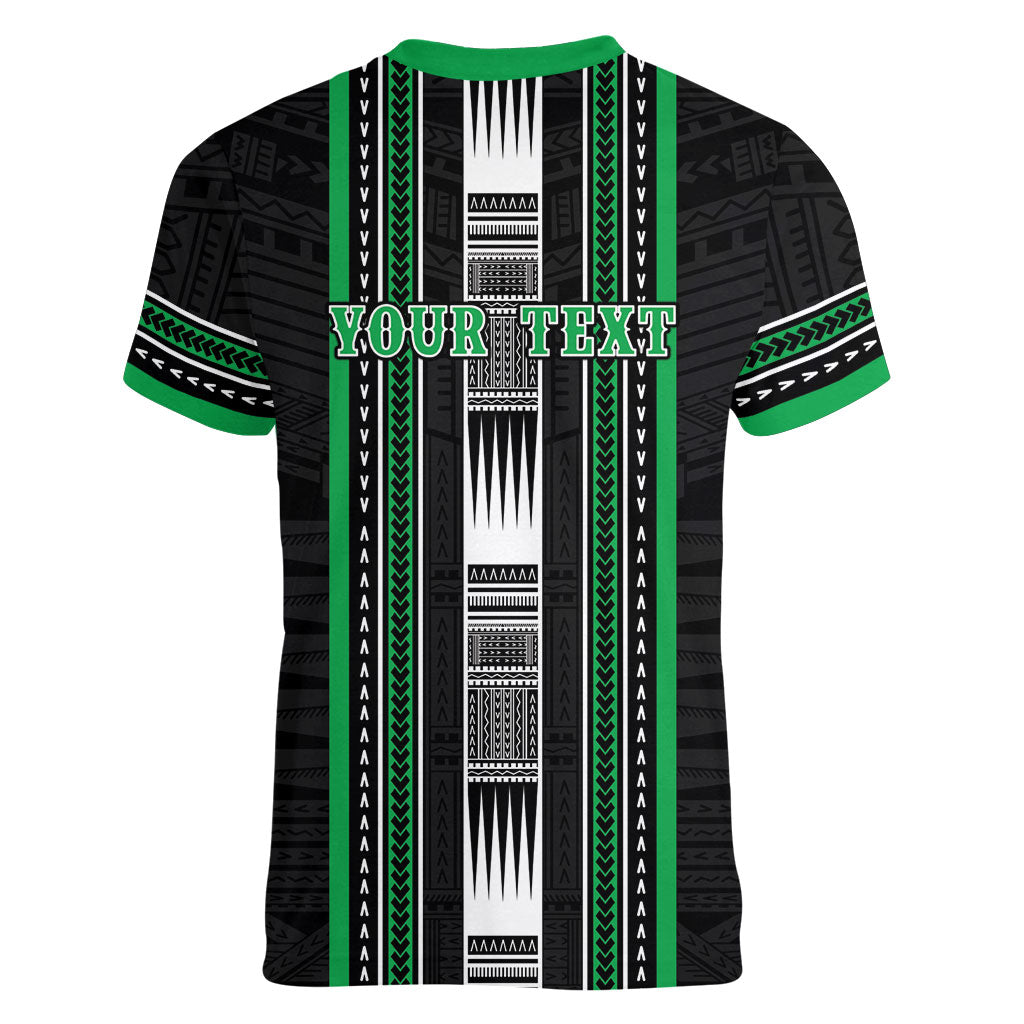 Personalised Siusega Samoa Women V-Neck T-Shirt Samoan Tribal Pattern