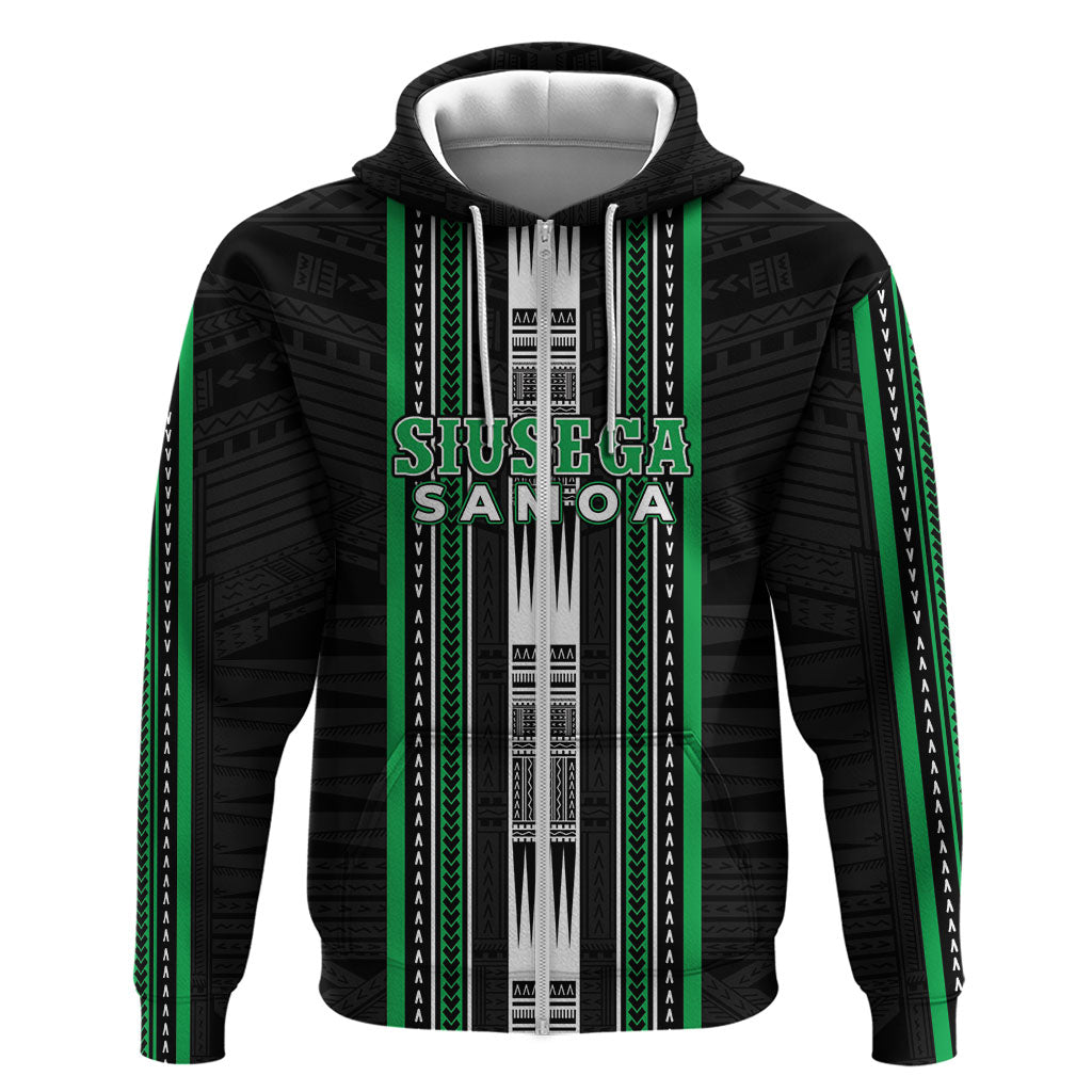 Personalised Siusega Samoa Zip Hoodie Samoan Tribal Pattern LT05 Zip Hoodie Green - Polynesian Pride