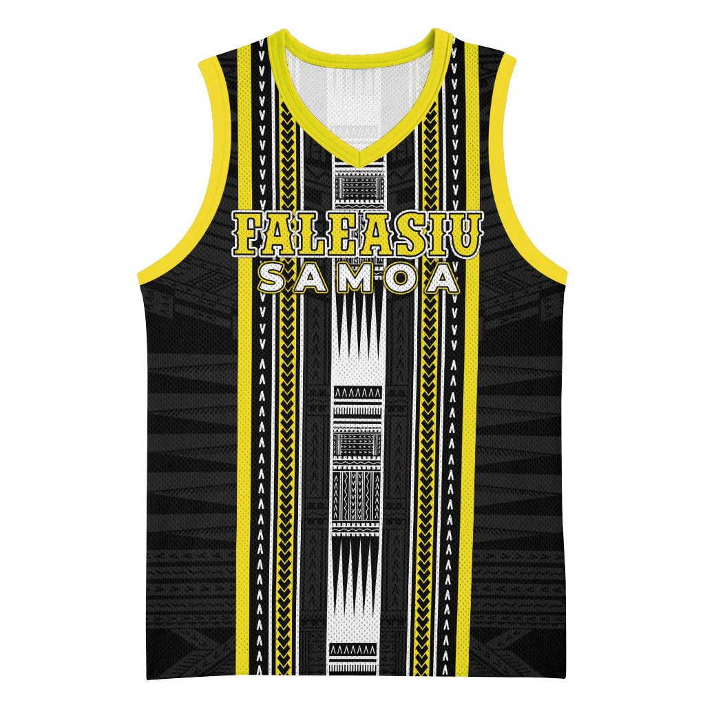 Personalised Faleasiu Samoa Basketball Jersey Samoan Tribal Pattern LT05 Unisex Yellow - Polynesian Pride