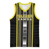 Personalised Faleasiu Samoa Basketball Jersey Samoan Tribal Pattern LT05 Unisex Yellow - Polynesian Pride