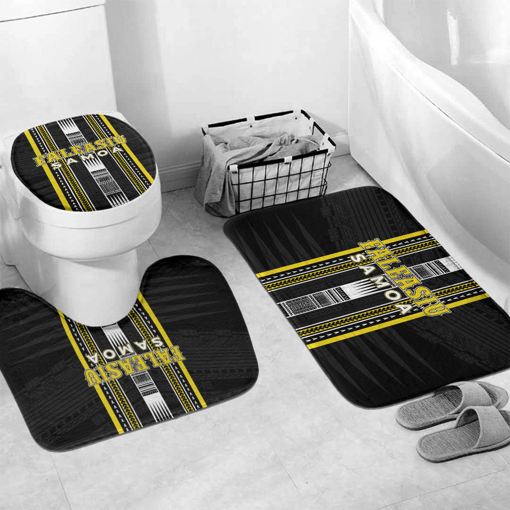 Faleasiu Samoa Bathroom Set Samoan Tribal Pattern LT05 Mat Set Only (3 pcs) One Size Yellow - Polynesian Pride