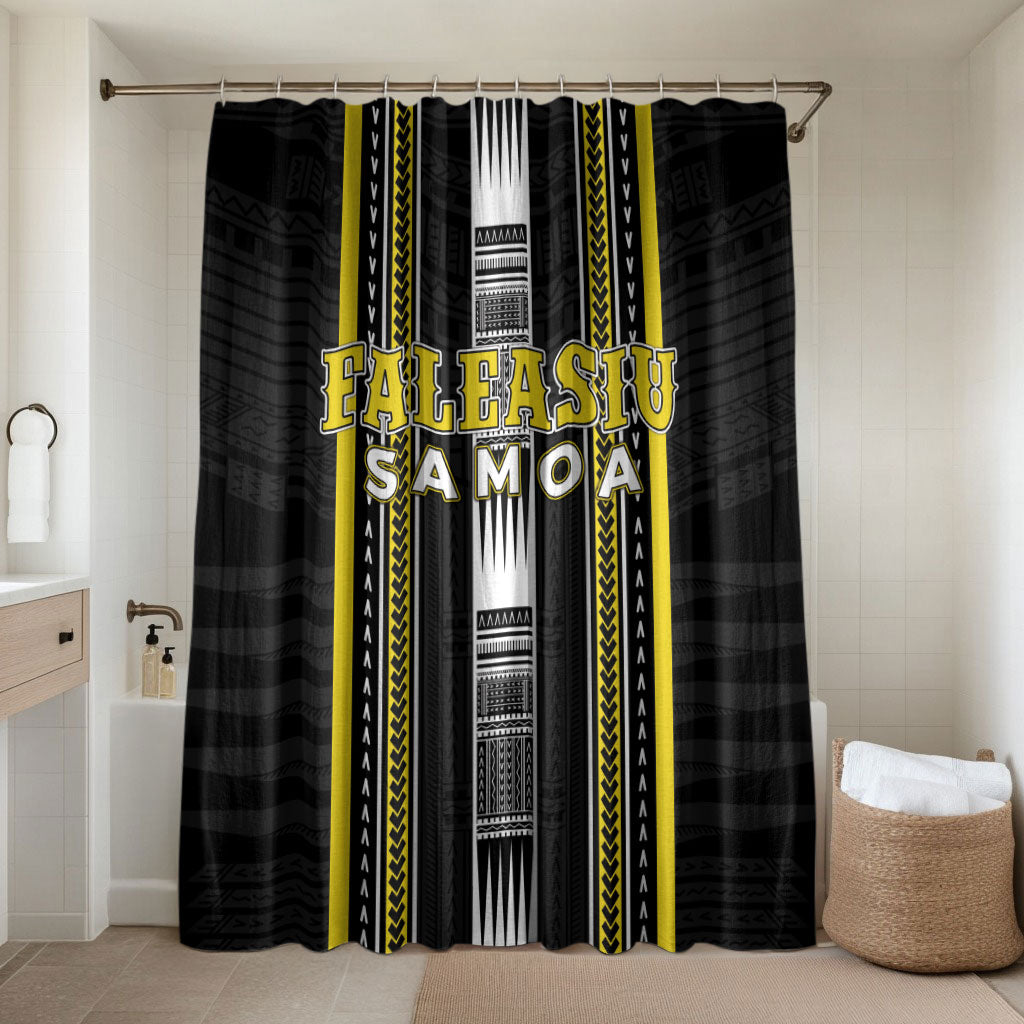 Faleasiu Samoa Bathroom Set Samoan Tribal Pattern LT05 Shower Curtain Only Yellow - Polynesian Pride